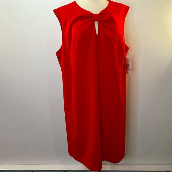 Sharagano Women's New Red Stretch Sleeveless Bow Dress - Size 22W - NWT - Picture 1 of 5